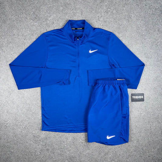 NIKE PACER HALF ZIP & CHALLENGER SHORTS SET - ROYAL BLUE