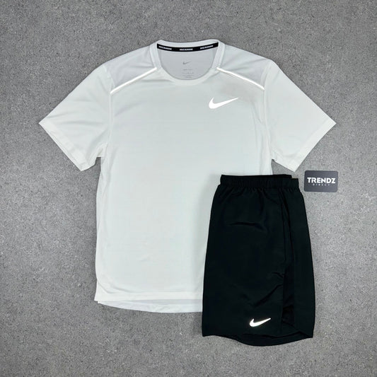 NIKE MILER T-SHIRT & SHORTS SET - ICE WHITE