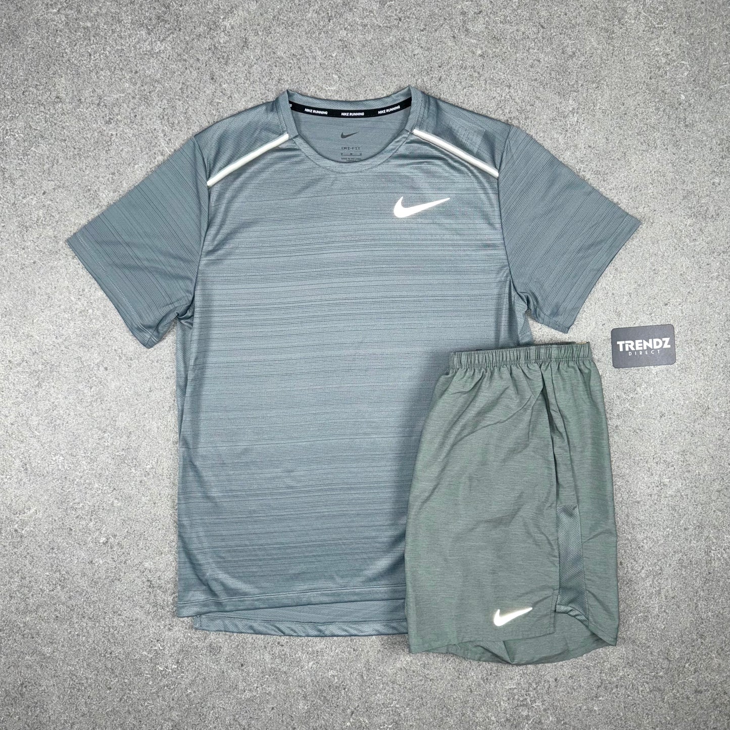 NIKE MILER & CHALLENGER SHORTS SET - GREY