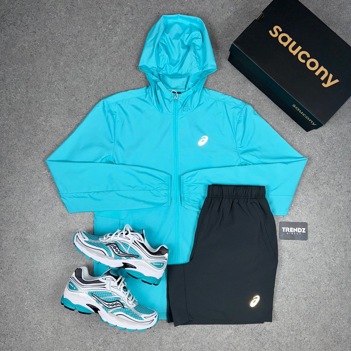 ASICS CORE JACKET & SHORTS SET - AQUA/GREY