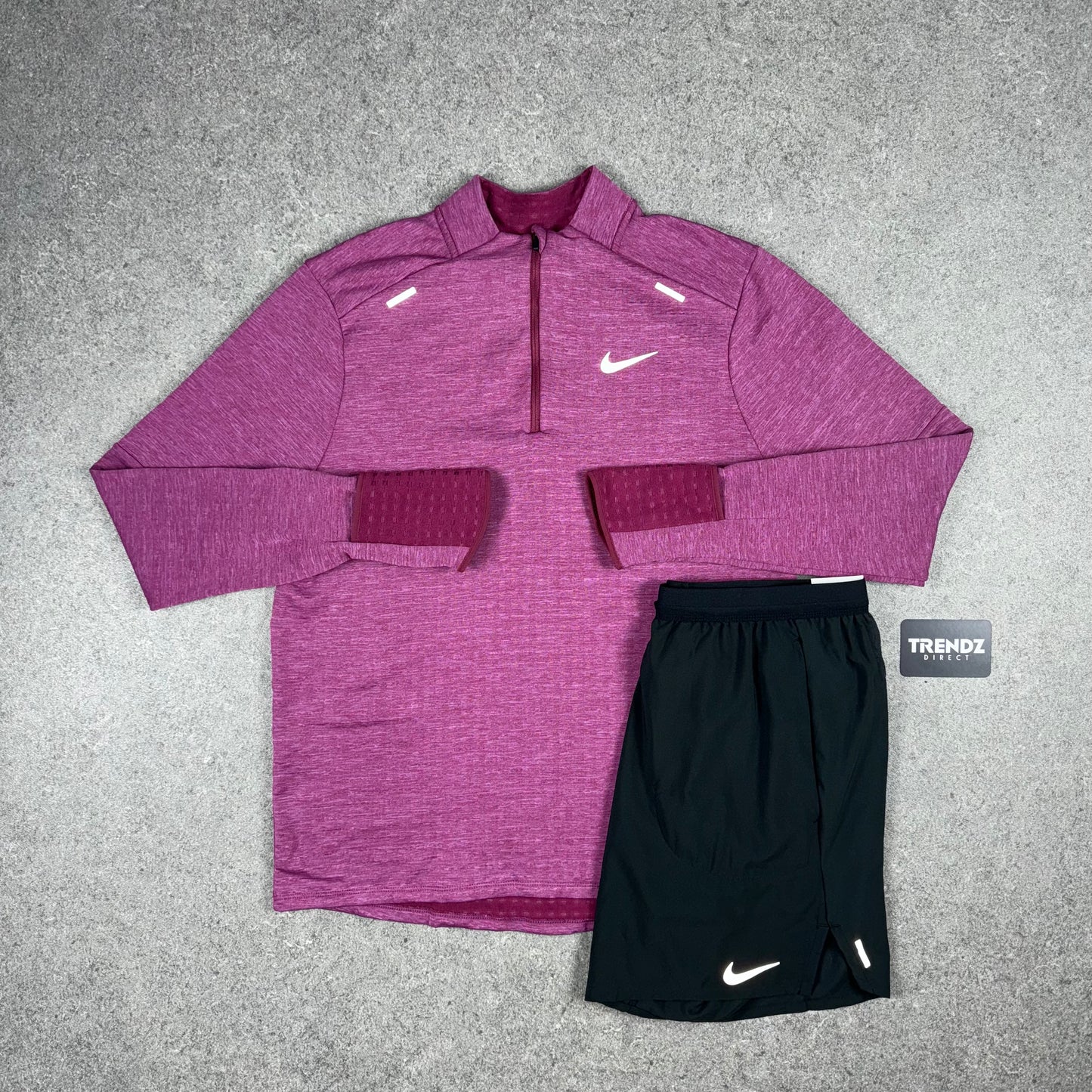 NIKE THERMA-FIT HALF ZIP & FLEX STRIDE SHORTS SET - GRAPE/BLACK