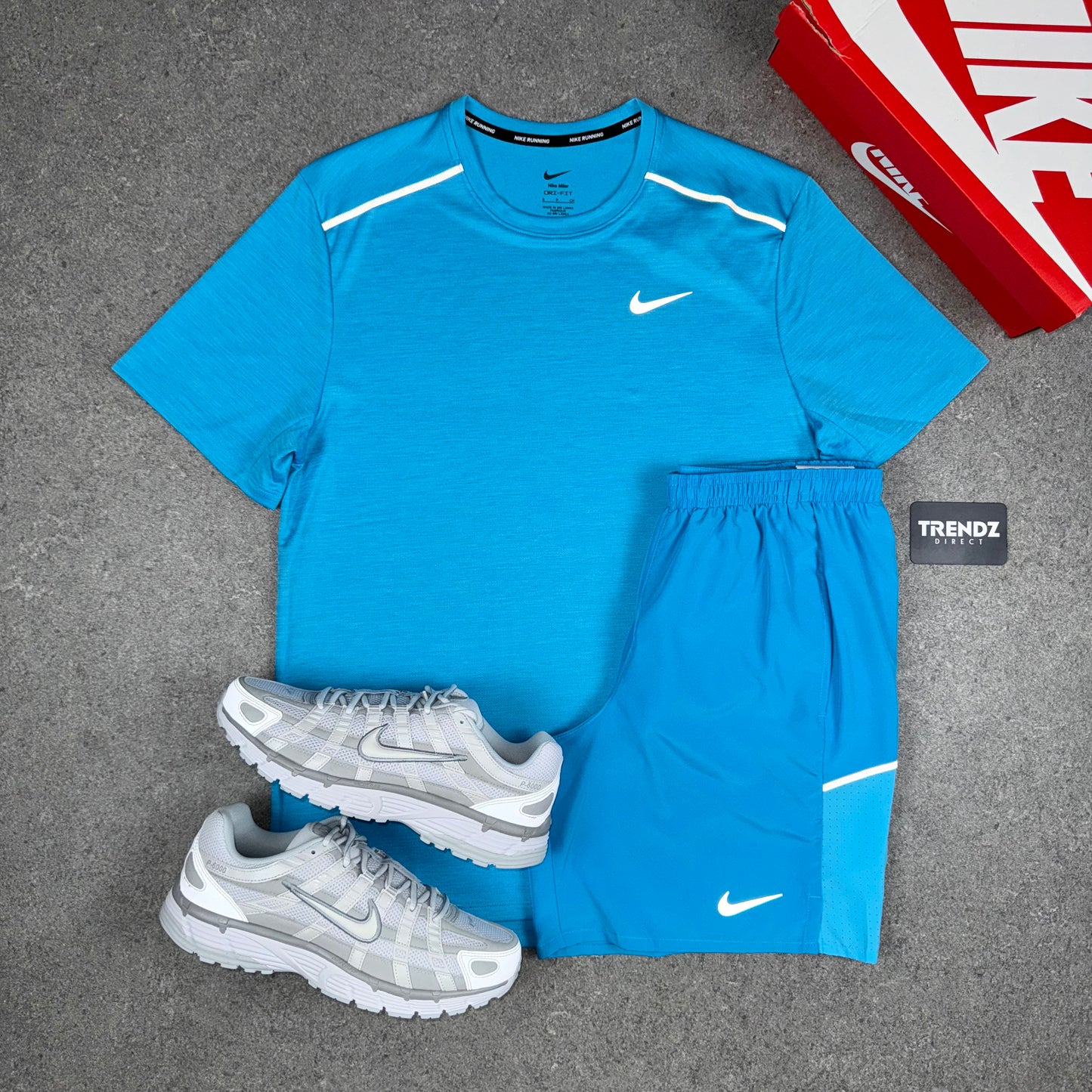 NIKE MILER T-SHIRT & MILER SHORTS SET - BALTIC BLUE