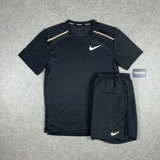 NIKE MILER & CHALLENGER SHORTS SET - BLACK