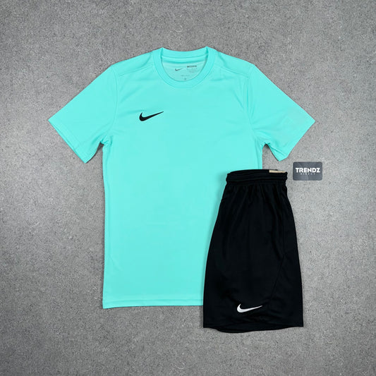 NIKE DRI-FIT T-SHIRT & SHORTS SET - TURQUOISE/BLACK