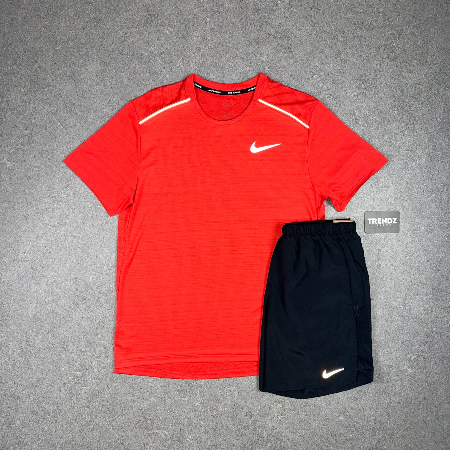 NIKE MILER & CHALLENGER SHORTS SET - CRIMSON RED/BLACK