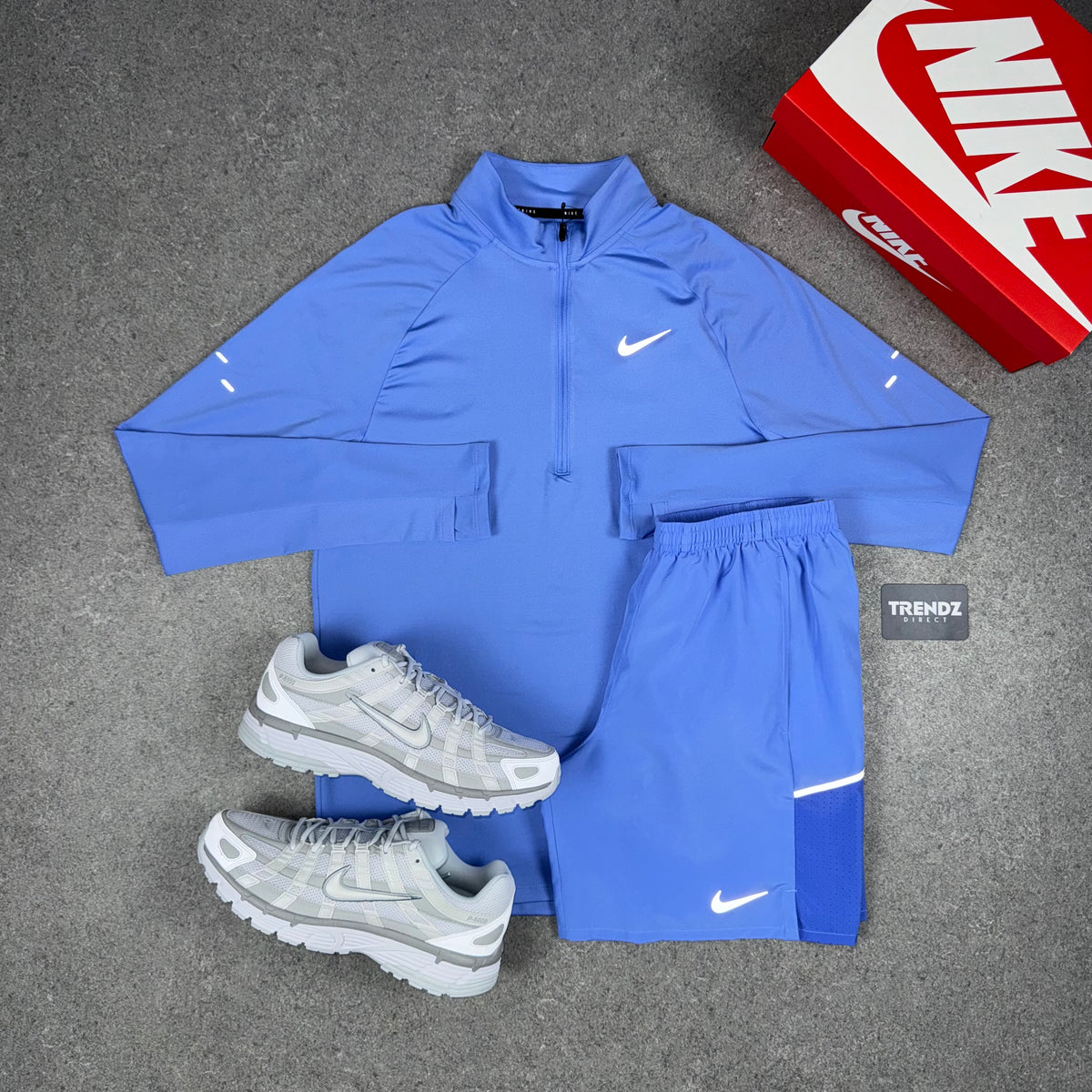 NIKE STRIDE HALF ZIP & SHORTS SET - BLUE PULSE