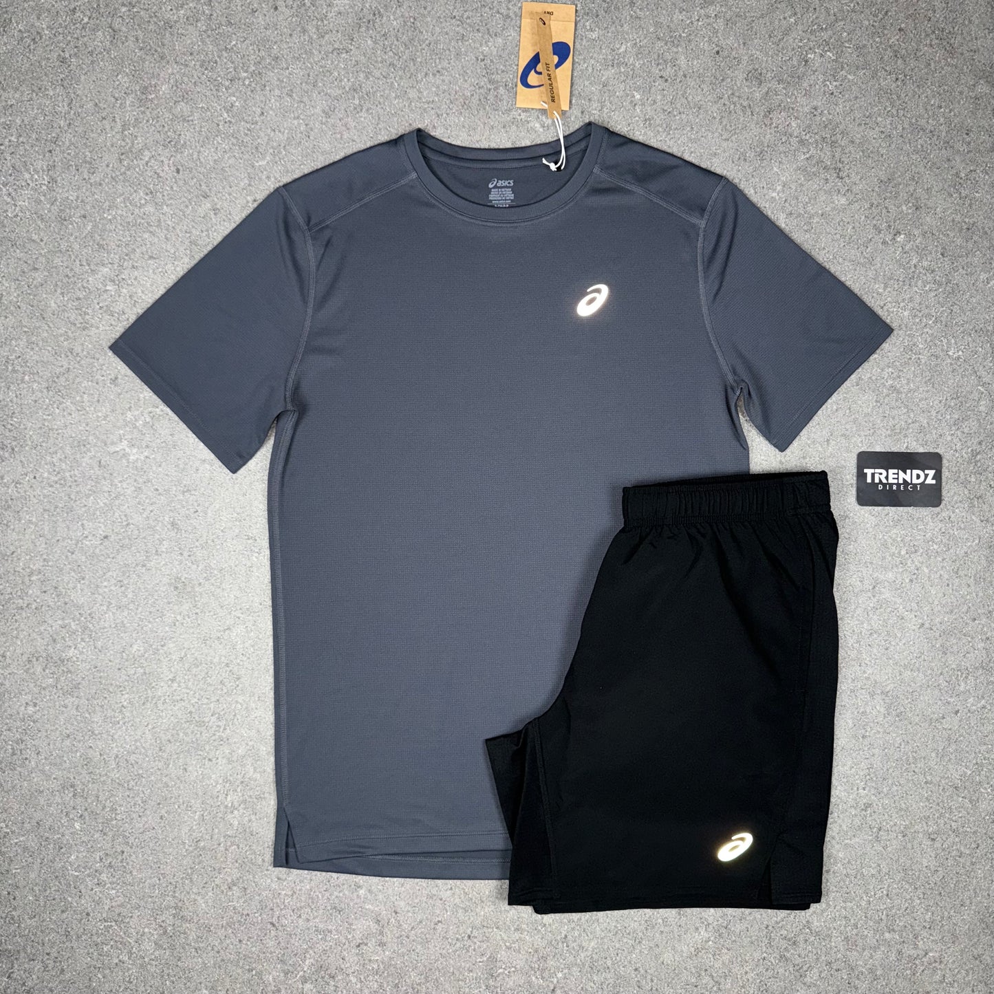 ASICS CORE T-SHIRT & SHORTS SET - GREY/BLACK