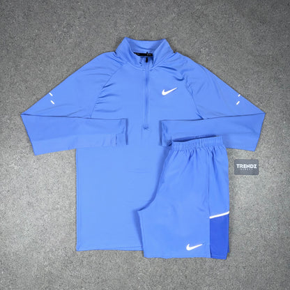 NIKE STRIDE HALF ZIP & SHORTS SET - BLUE PULSE