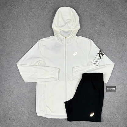 ASICS ICON JACKET & PERFORMANCE SHORTS SET - CREAM