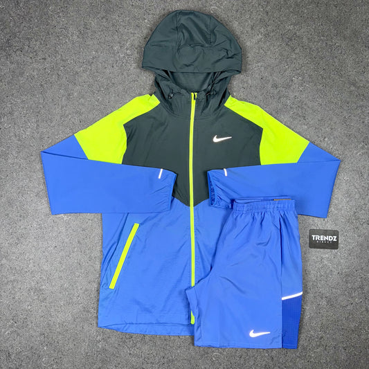 NIKE UV WINDBREAKER & MILER SHORTS SET - BLUE/VOLT