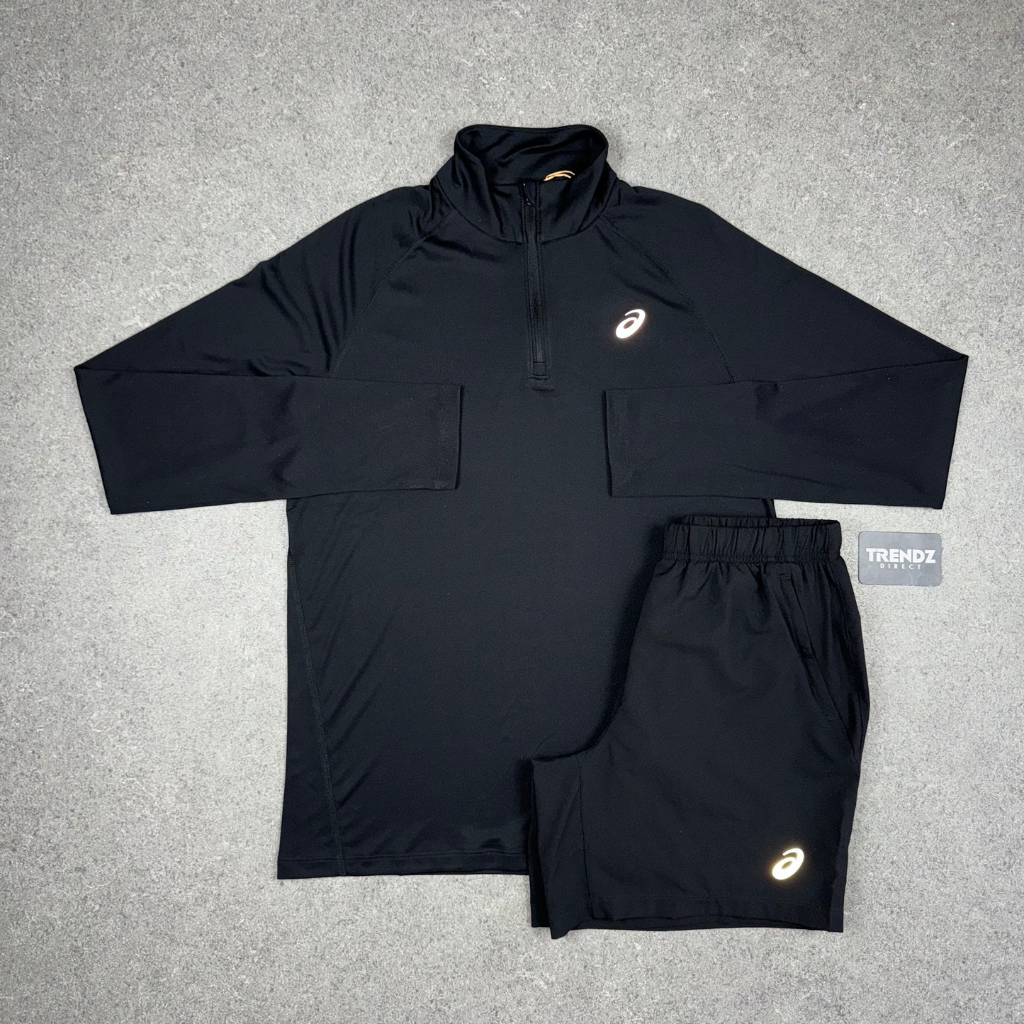 ASICS CORE HALF ZIP & SHORTS SET - BLACK