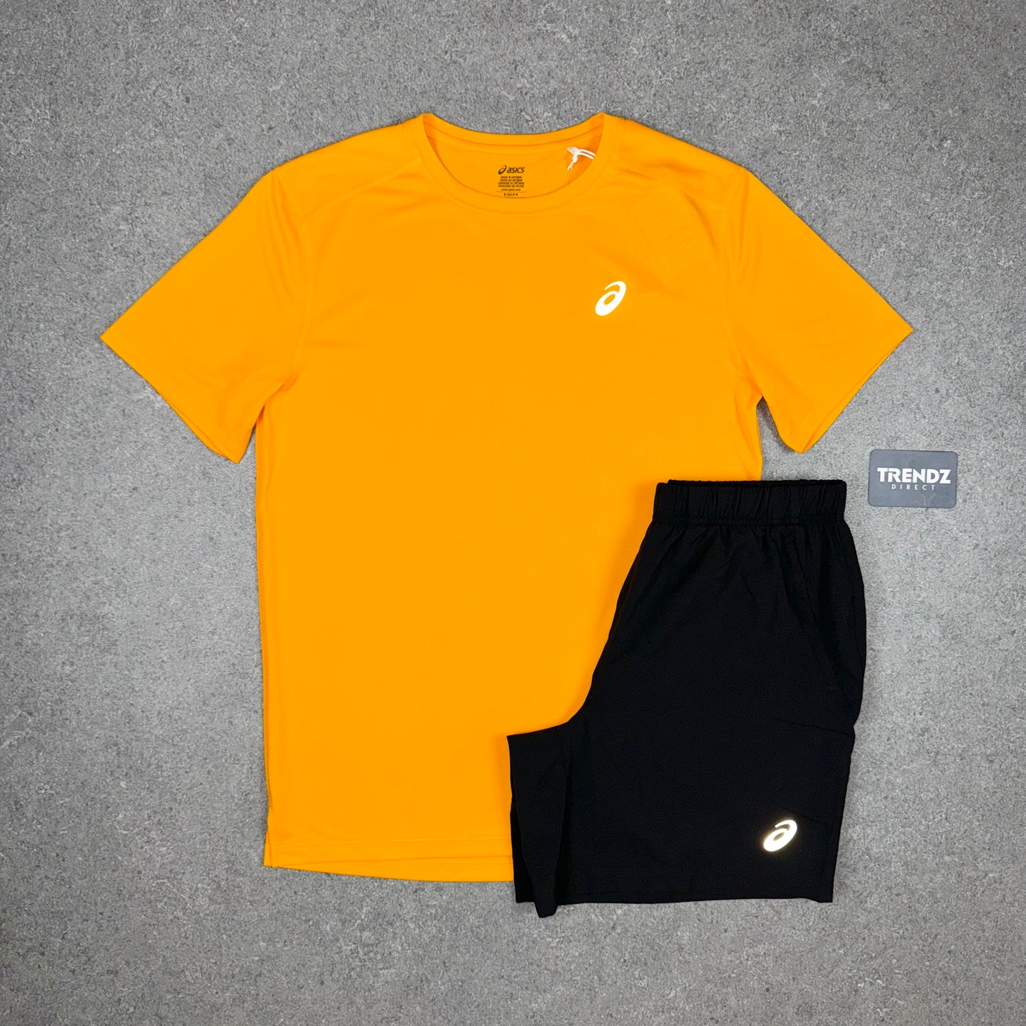 ASICS CORE T-SHIRT & SHORTS SET - ORANGE/BLACK