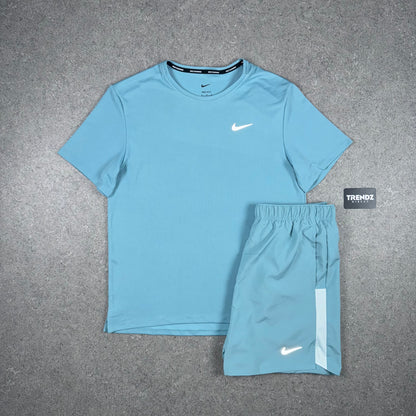 NIKE MILER & CHALLENGER SHORTS SET - DENIM TURQUOISE