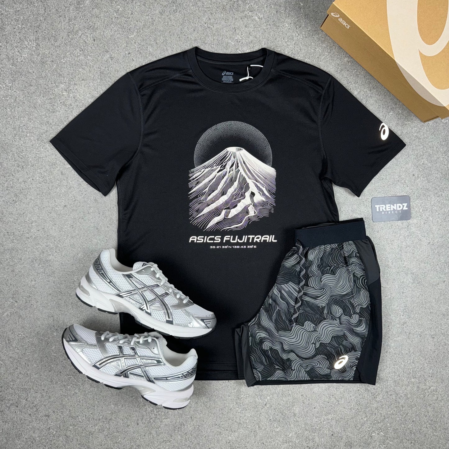 ASICS FUJITRAIL T-SHIRT & SHORTS SET - BLACK/GREY