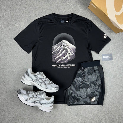 ASICS FUJITRAIL T-SHIRT & SHORTS SET - BLACK/GREY