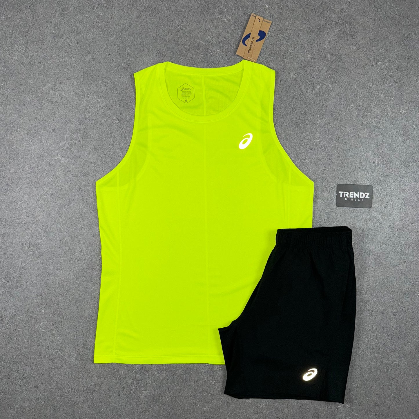 ASICS CORE VEST & PERFORMANCE SHORTS SET - NEON/BLACK