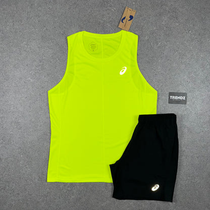 ASICS CORE VEST & PERFORMANCE SHORTS SET - NEON/BLACK