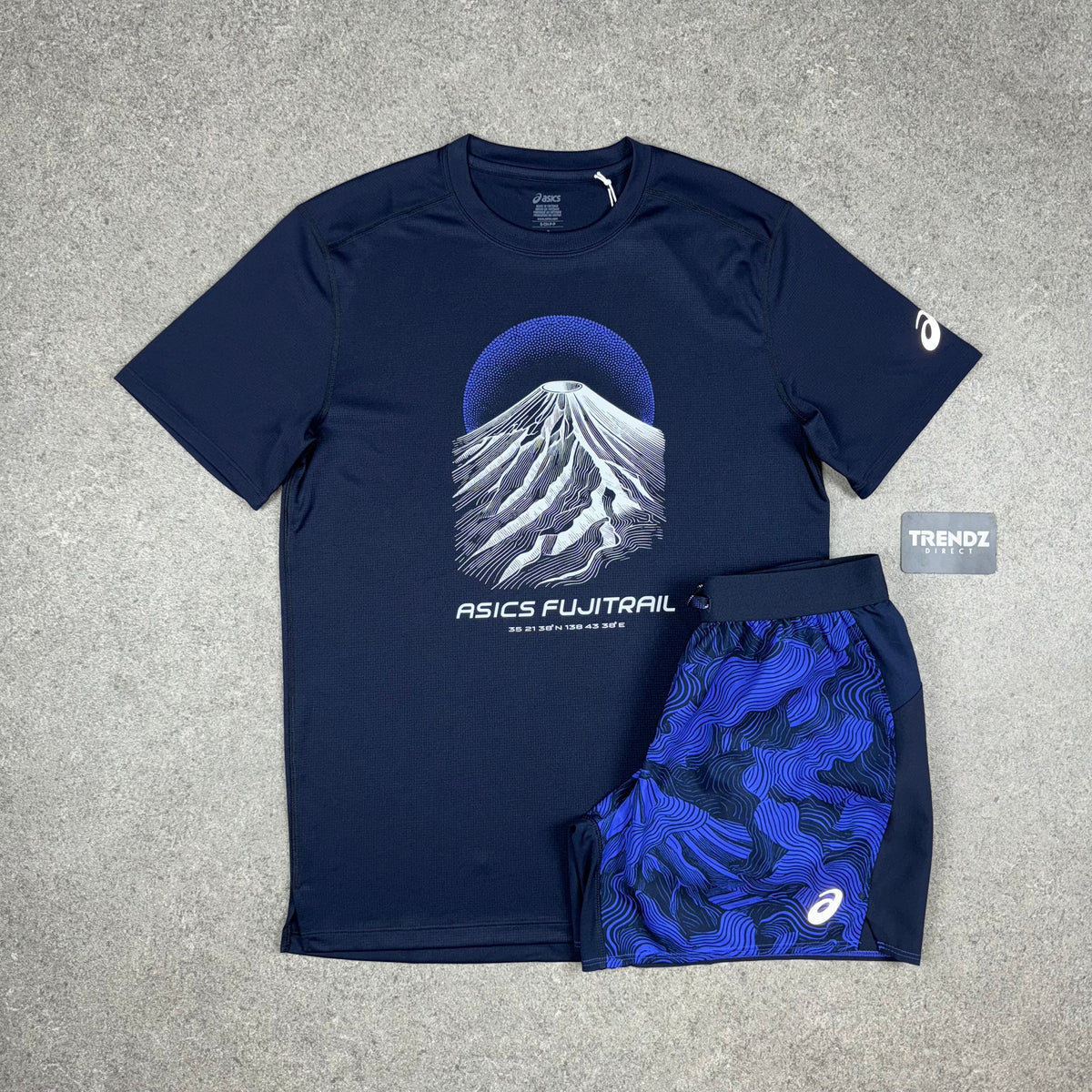 ASICS FUJITRAIL T-SHIRT & SHORTS SET - NAVY/BLUE