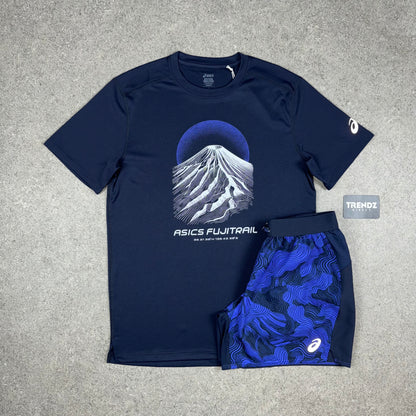 ASICS FUJITRAIL T-SHIRT & SHORTS SET - NAVY/BLUE