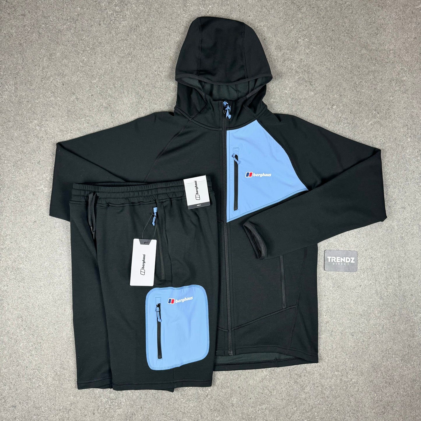 BERGHAUS PAVEY JACKET & SHORTS SET - BLACK/BLUE