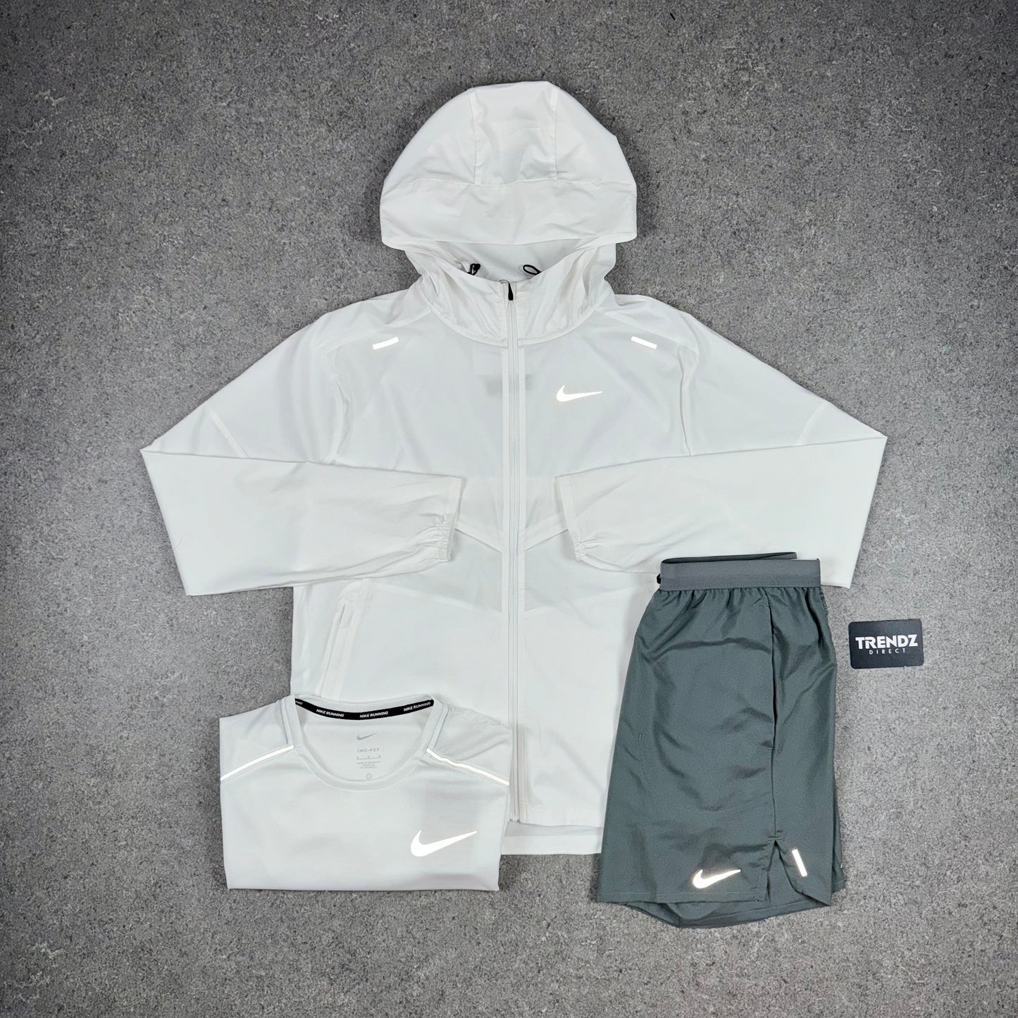 NIKE UV WINDBREAKER, MILER & FLEX SHORTS SET - ICE WHITE/GREY