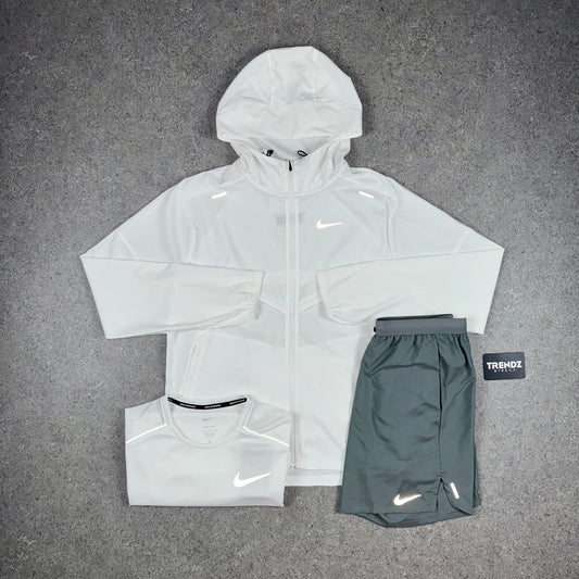 NIKE UV WINDBREAKER, MILER & FLEX SHORTS SET - ICE WHITE/GREY