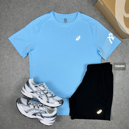 ASICS ICON T-SHIRT & PERFORMANCE SHORTS SET - ARCTIC BLUE