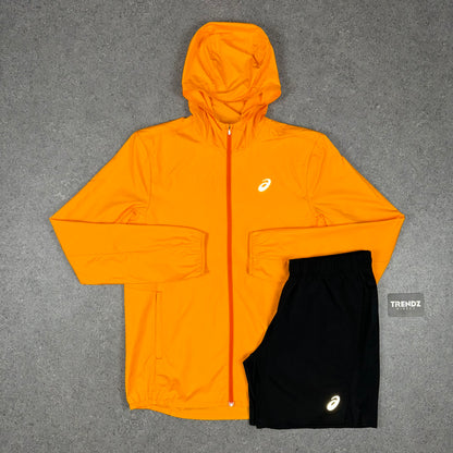 ASICS CORE JACKET & PERFORMANCE SHORTS SET - ORANGE/BLACK