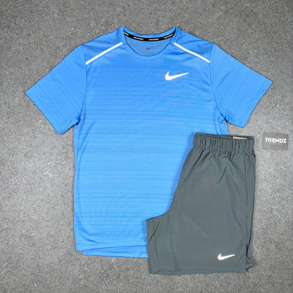 NIKE MILER & CHALLENGER SHORTS SET - UNIVERSITY BLUE/GREY