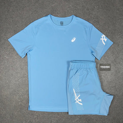 ASICS ICON T-SHIRT & SHORTS SET - ARCTIC BLUE