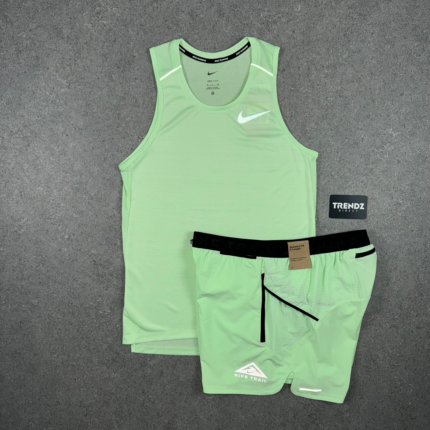 NIKE MILER VEST & FLEX TRAIL SHORTS SET - VAPOUR GREEN