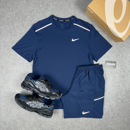 NIKE MILER T-SHIRT & MILER SHORTS SET - MIDNIGHT NAVY