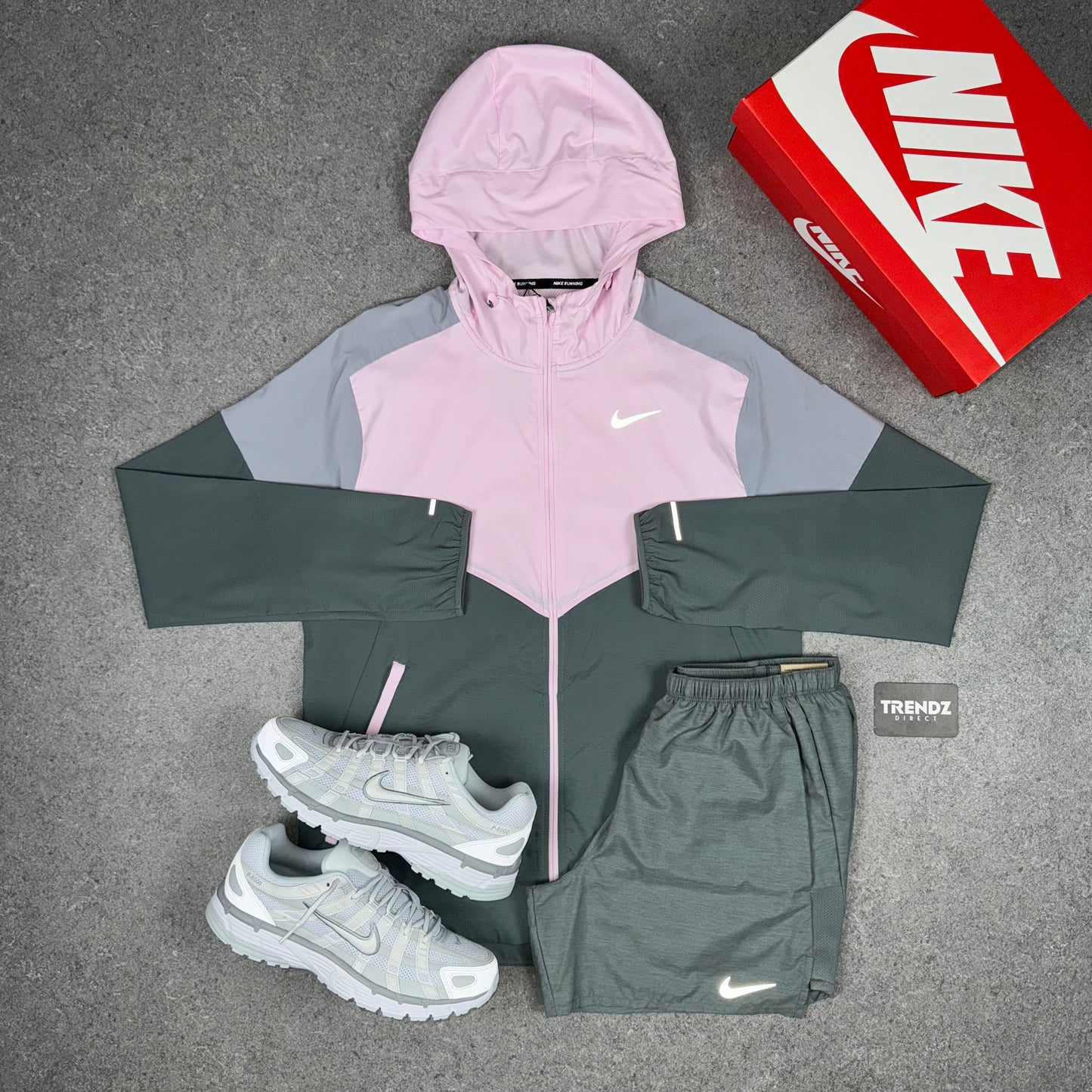 NIKE UV WINDBREAKER & SHORTS SET - PINK FOAM/GREY
