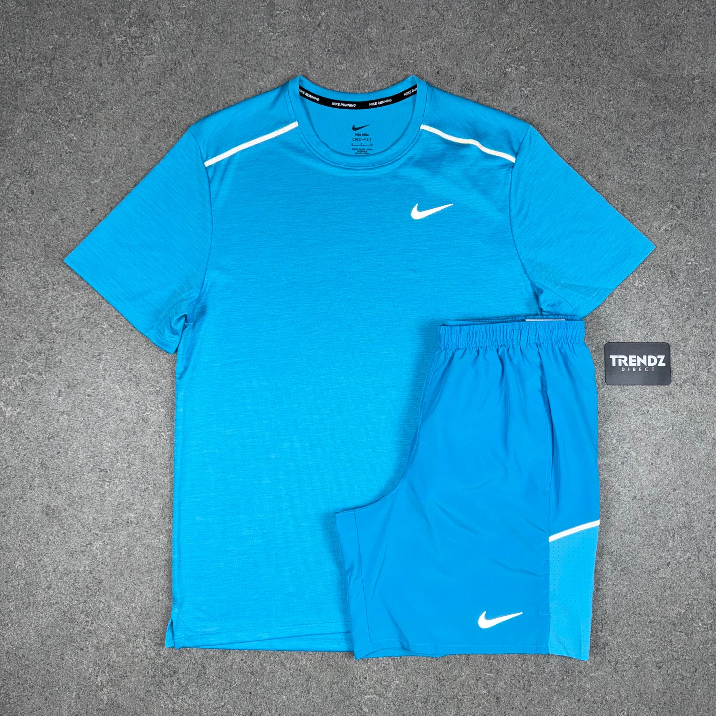 NIKE MILER T-SHIRT & MILER SHORTS SET - BALTIC BLUE