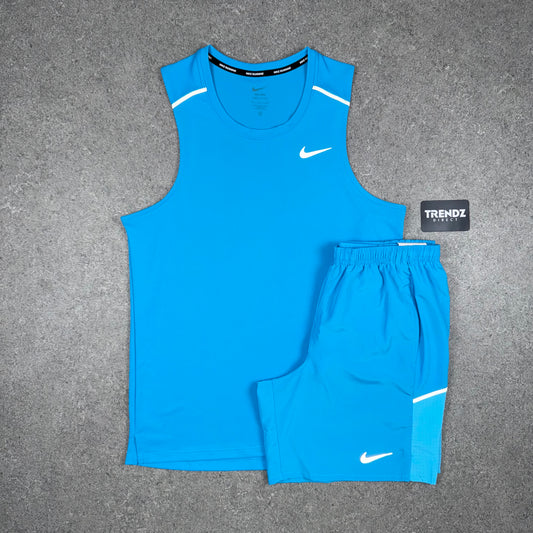 NIKE MILER VEST & SHORTS SET - BALTIC BLUE