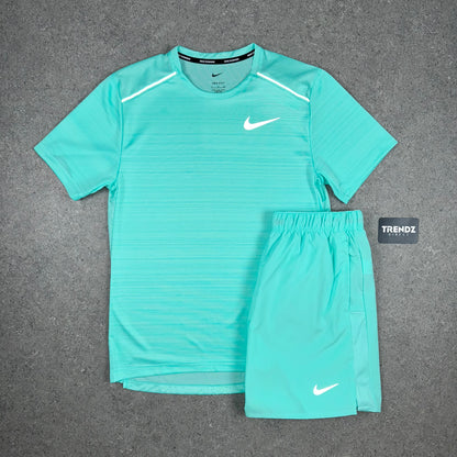 NIKE MILER & CHALLENGER SHORTS SET - TURQUOISE