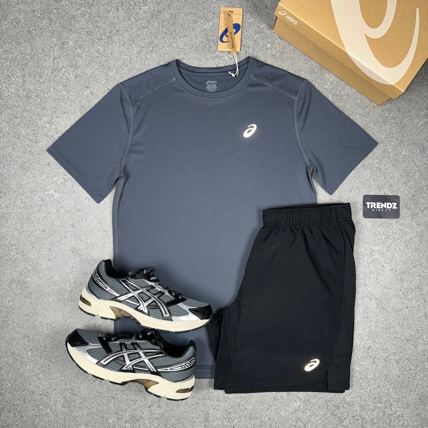 ASICS CORE T-SHIRT & SHORTS SET - GREY/BLACK