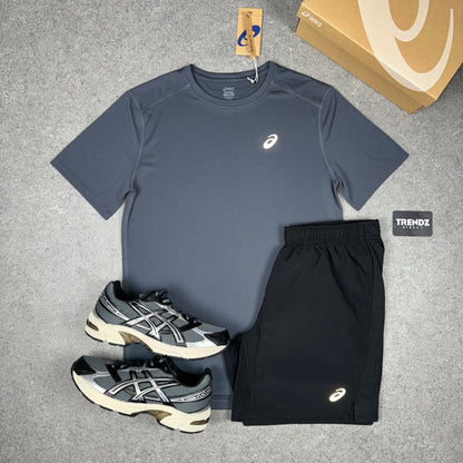 ASICS CORE T-SHIRT & SHORTS SET - GREY/BLACK