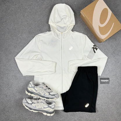 ASICS ICON JACKET & PERFORMANCE SHORTS SET - CREAM