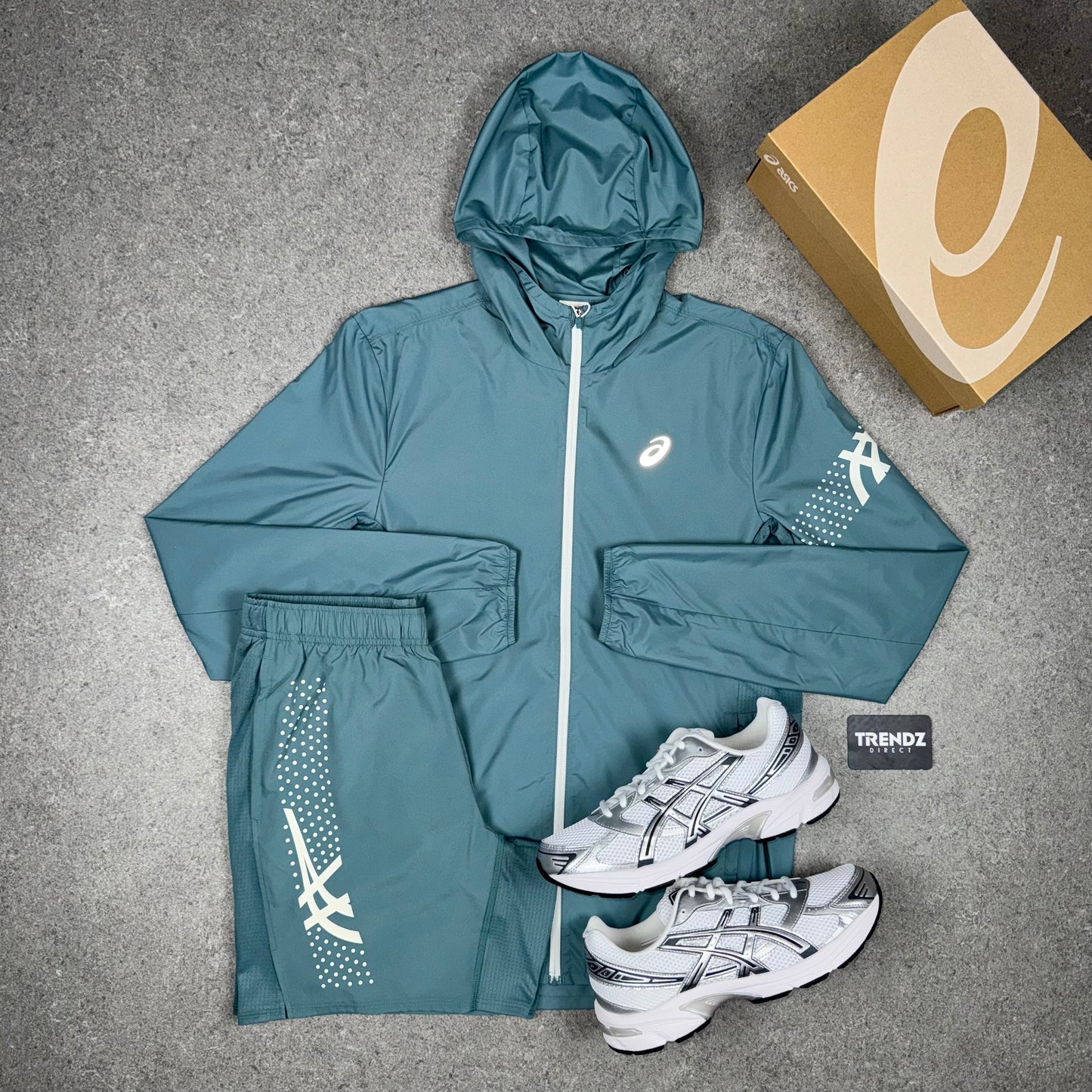 ASICS ICON JACKET & SHORTS SET - FOGGY TEAL