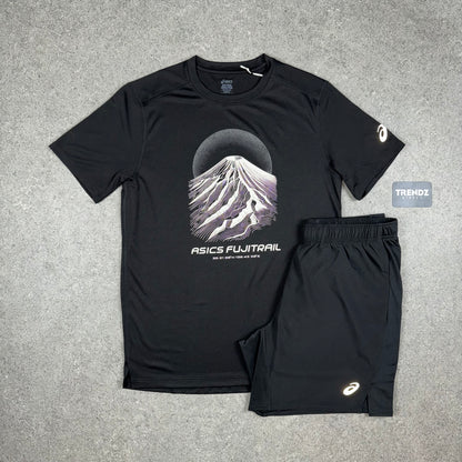 ASICS FUJITRAIL T-SHIRT & PERFORMANCE SHORTS SET - BLACK