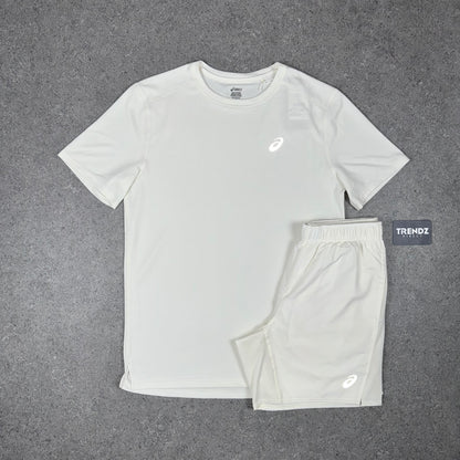 ASICS CORE T-SHIRT & SHORTS SET - CREAM