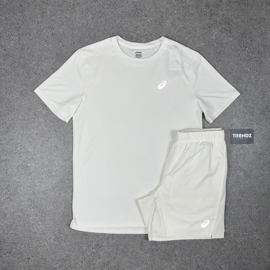 ASICS CORE T-SHIRT & SHORTS SET - CREAM