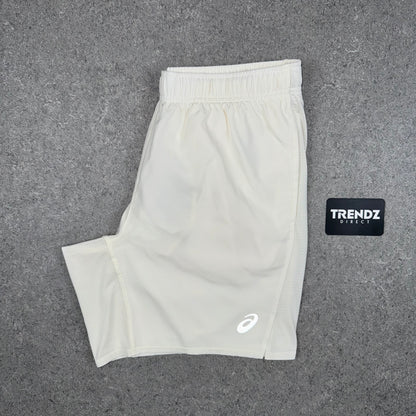 ASICS ICON SHORTS - CREAM/GREEN