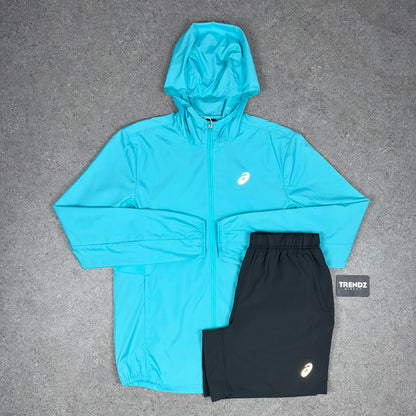 ASICS CORE JACKET & SHORTS SET - AQUA/GREY