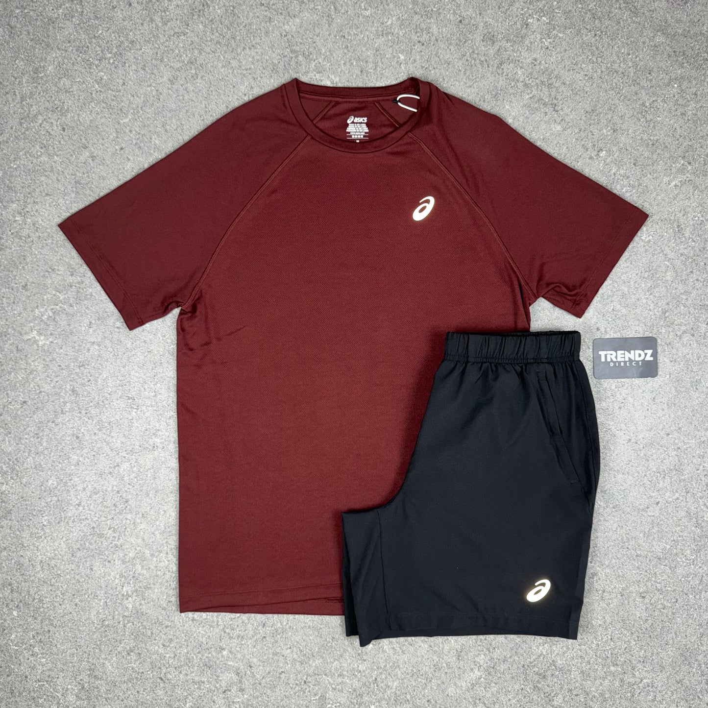 ASICS CORE T-SHIRT & SHORTS SET - DARK RED/BLACK