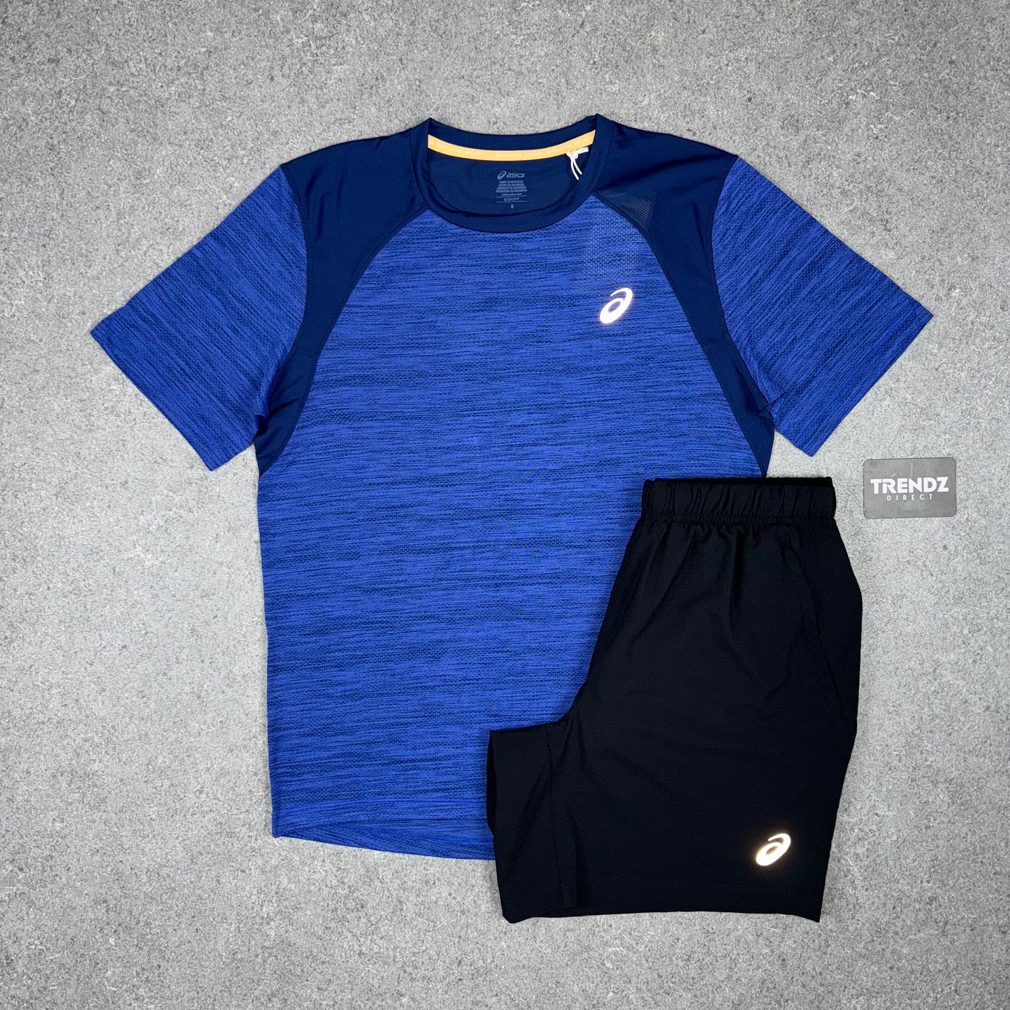 ASICS ROAD T-SHIRT & SHORTS SET - BLUE/BLACK