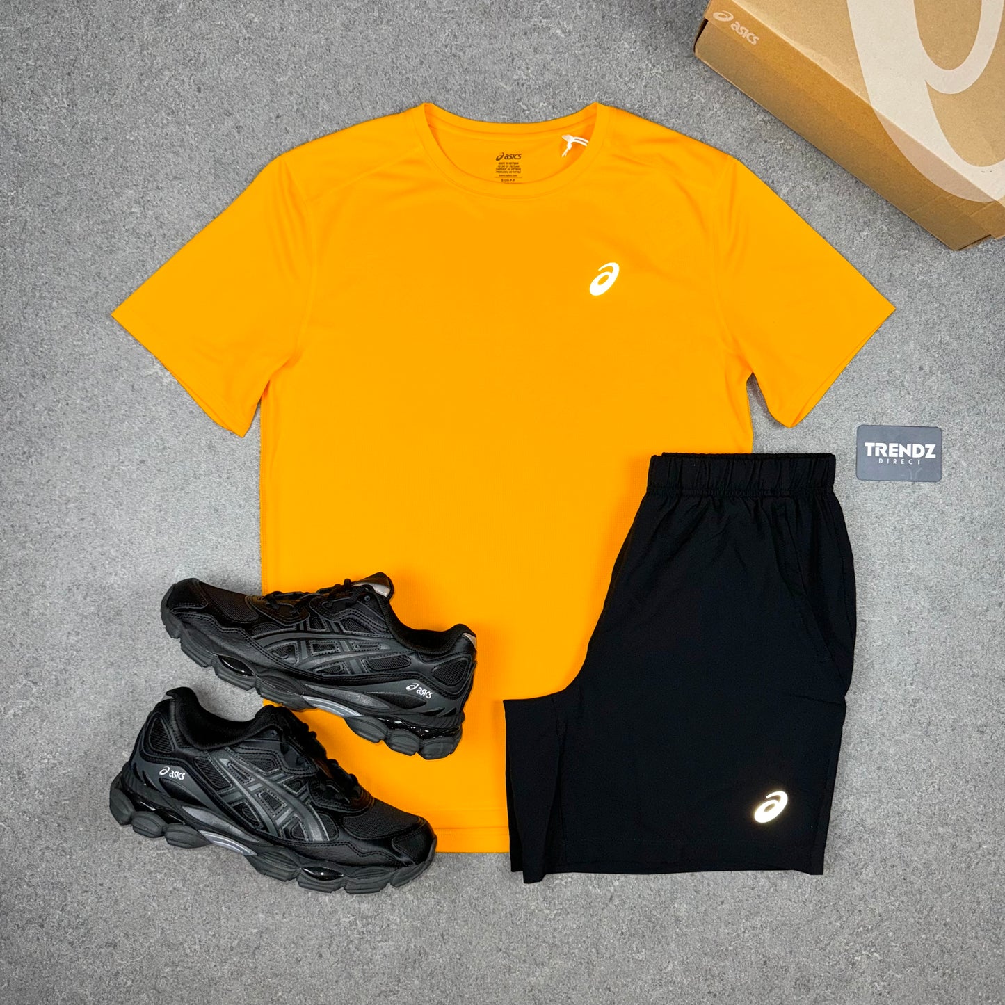 ASICS CORE T-SHIRT & SHORTS SET - ORANGE/BLACK