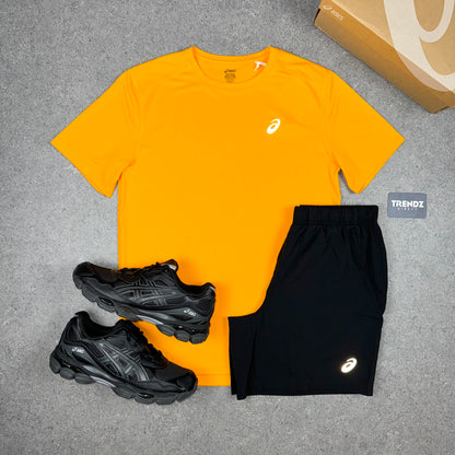 ASICS CORE T-SHIRT & SHORTS SET - ORANGE/BLACK