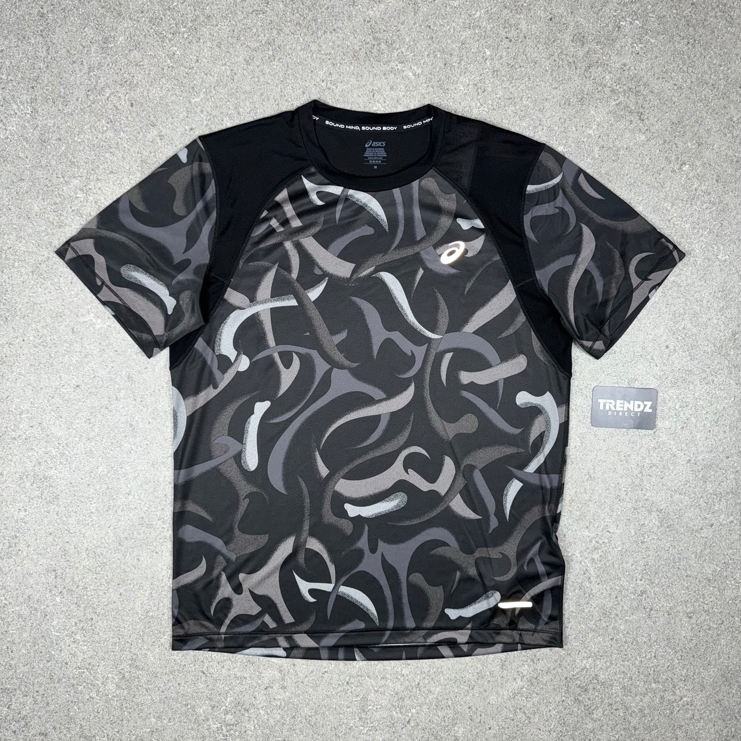 ASICS ROAD ALL OVER PRINT T-SHIRT & SHORTS SET - BLACK